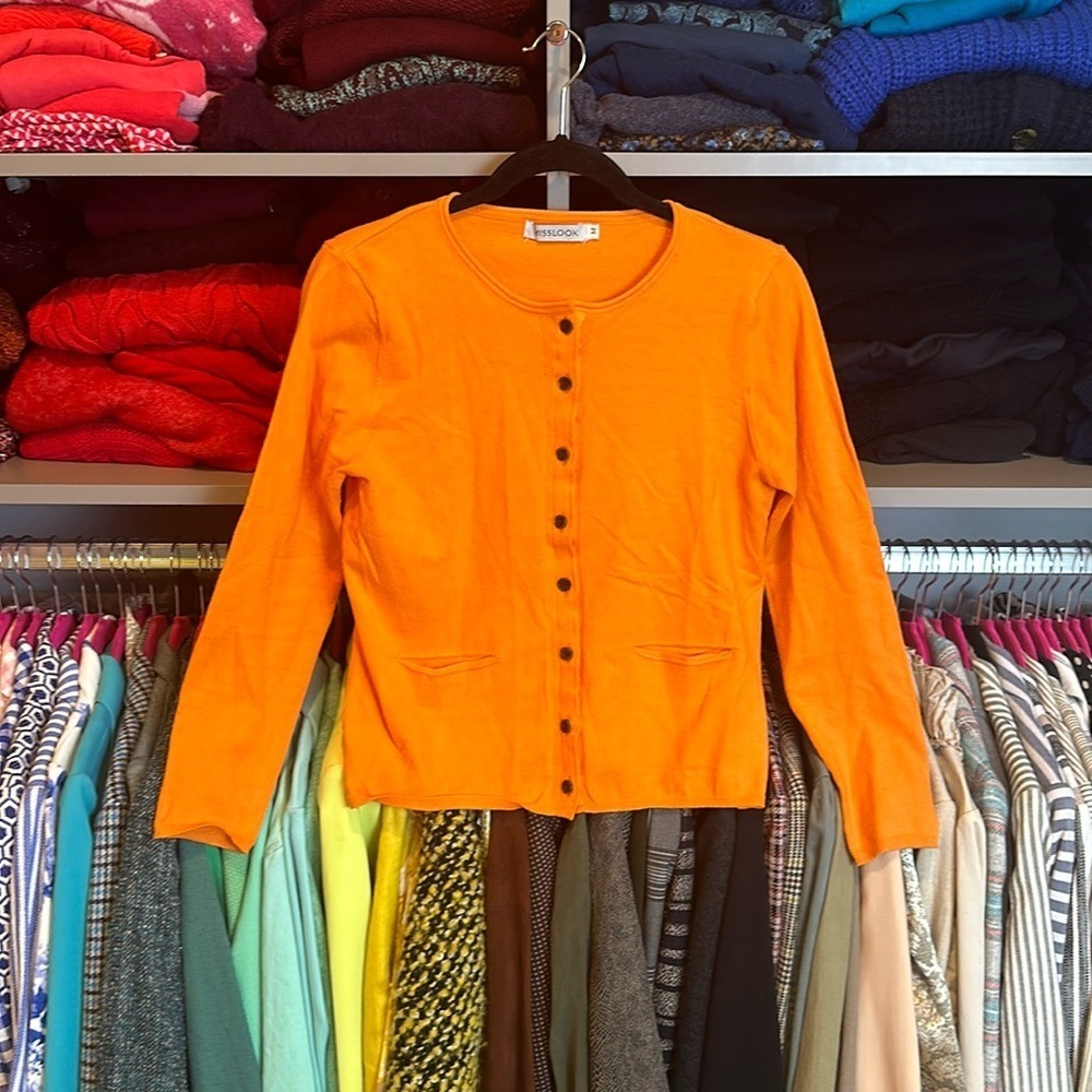Vintage Misslook orange button up long sleeve cardigan size M